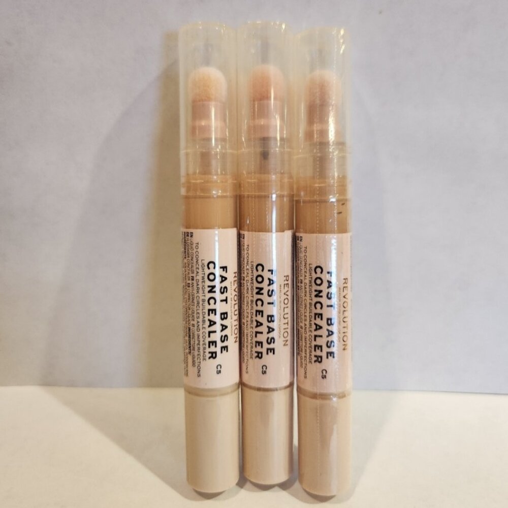 LOT OF 3 Makeup Revolution Fast Base Concealer C5 0.15 oz New Sealed